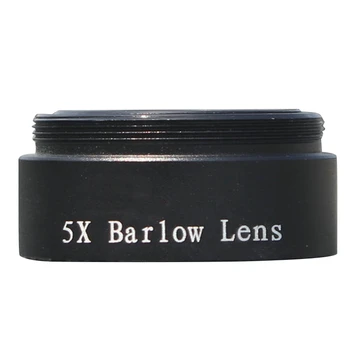 Barlow Šošovka 5X za Žiadne M28X0.6 Závit 1.25 palcový Ďalekohľad Okulára Astronómie Uhlopriečka Extender Trubice alebo Fotoaparát Adaptér