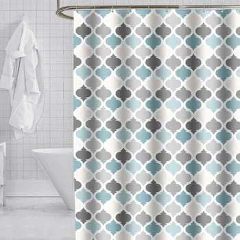 Jednoduchosť Zahustiť Nepremokavé Sprchový Záves Polyster Geometrie Vzor Vaňa Opony Plesniam EVA Kúpeľňa Produkt bytový Textil