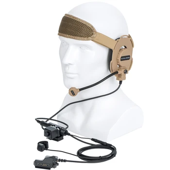 hnedé HD03 Taktické Bowman Elite II walkie talkie Rádio Headset s Prstom Mikrofón a U94 PTT Adaptér pre MOTOROLA XTS2500