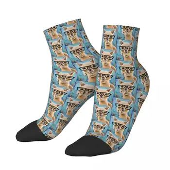 Vtipné pánske Členkové Ponožky Alpaky S Okuliare Alpaky Zvierat Harajuku Novinka Posádky Ponožky Darček Vzor Vytlačené