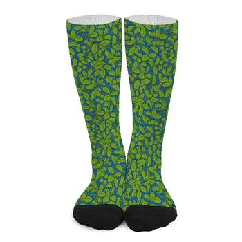 Zelená Rastlina Ponožky Leaf Tlač Moderné Pančuchy Dievčatá Vysoko Kvalitné Bežecké Športové Ponožky Zimné Grafické Anti-Bakteriálne Ponožky