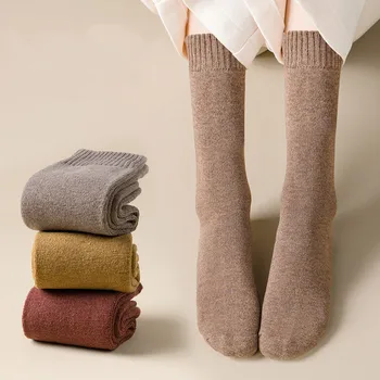 Vysoko Kvalitné Módne Teplé, Hrubé Bavlnené Ponožky, Jeseň, Zima Lady Bežné Dievča Farbou Uprostred Trubice Ponožky Pre Ženy