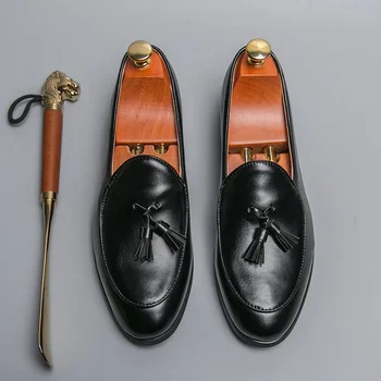 Nové Čierne pánske Formálne Topánky Hnedé Mokasíny Slip-On Ručné Podnikania Muži Topánky Mocasines Zapatos De Hombre