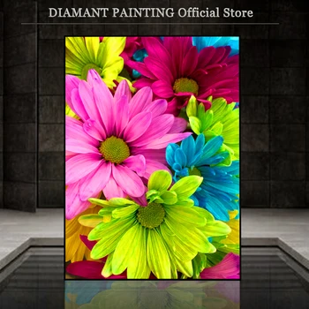 Plné Námestie Diamond Maľovanie Auta Kvet 5D DIY Roun Diamond Výšivky Predaj Daisy Obrázky Z Kamienky Mozaiky Ručné Darček