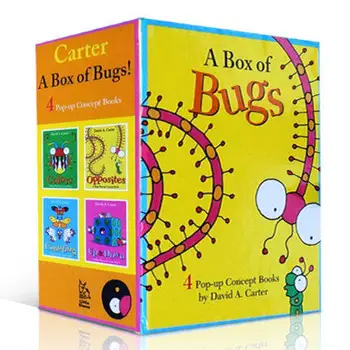 MiluMilu 4Pcs Box Chyby 4 Pop-up 3D Pôvodné anglické Rada Knihy Populárne Farbivá, Baby Knihy Príbeh Činnosť Kniha Pre Deti