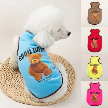Malý Medveď Tlač Malé Oblečenie pre psy Malých A Stredných Psa Šteňa Jarné Oblečenie Tenké Časti Priedušná Pet Oblečenie T-shirt
