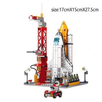 Priestor Rocket Spustenie Modelu Stavebné Bloky Mesta A Kozmický Priestor Stanice Kyvadlová Loď Astronaut Tehly Vianočné Hračky