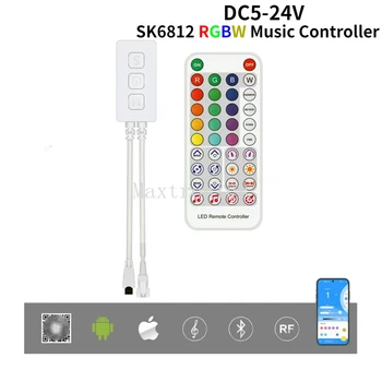 SP617E DC5V-24V Bluetooth App RGBW LED Stmievač, Hudba Regulátor Vstavaný Mikrofón Pre SK6812 WS2814 TM1824 SM16704 UCS2904 LED Pásy