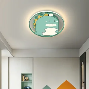 Nordic Dinosaura LED Stropné Svietidlo pre Deti, Spálňa, Foyer Umenie Domova Zariadenie Green Cartoon Kovové Akryl Svietidlo