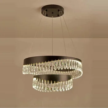 Moderné Kolo Black Krištáľový Luster Osvetlenie Pre Obývacia Izba, Jedáleň, Spálňa Vnútorné Osvetlenie LED Zlato Visí Lampa