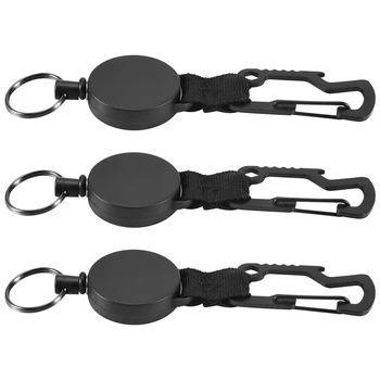 3 Pack Stiahnuteľné Aplikácie Keychain - Heavy Duty Odznak Držiak Cievky S Multitool Karabína Klip,Krúžok Na Kľúče S Oceľový Drôt Kábel Až 25