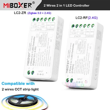 Miboxer 2 Vodiče Zigbee 3.0 2 v 1 CCT COB led Pásy Light dimmer Tuya 2.4 G Jednej farby Dual biele LED Pásy Radič 12V 24V
