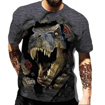 3D Dinosaura Tlačiť T-shirt pánske Punk Street Wear Vintage Krátky Rukáv Každodenné Domáce oblečenie Hip Hop Nadrozmerné T košele Ležérny Top