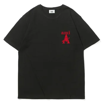 AMI AMORING Úradný Mužov a Žien Polovičný Rukáv Bežné T-Shirts, Voľné Bavlna Topy