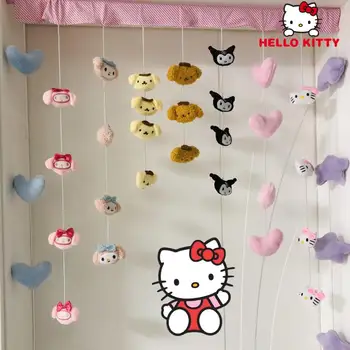 Kawaii Sanrio Hello Kitty Dvere Záves Prívesok Melódie Kuromi Plyšové Hračky Bábiky Na Suchý Zips, Spálňa, Obývacia Izba Prívesok Dekor Vianoce