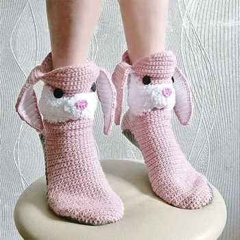 Combhasaki Ženy Roztomilý Kreslený Zvierat Ponožky 3D Mačka, Králik Ovce Jeseň v Zime Teplé Pletené Ponožky Mäkké Domov Črievičku Ponožky