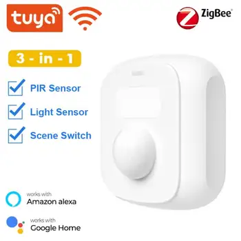 Tuya Wifi, Zigbee Mini Ľudské Telo, PIR Senzor, Svetelný Senzor Scény Prepínač 3 V 1, Funkcie Inteligentného Života Home Security Alexa Domovská stránka Google