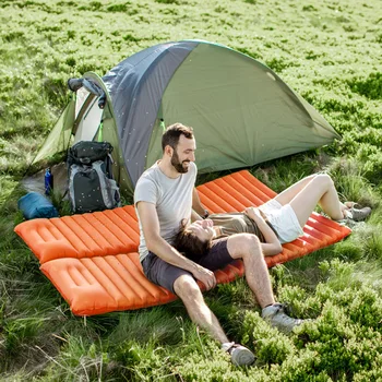 195x140x10cm Nafukovacie TPU Vankúš Outdoor Camping Zahusťovanie jednoduché Dvojité Nafukovací Matrac Prenosné Kempingové Vybavenie