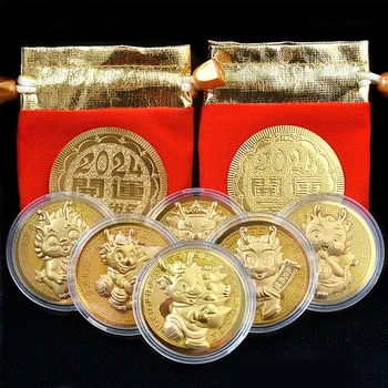2024 Dragon Mince Pamätné Čína Maskot Dragon Pozlátené Mincí, Zberateľských Predmetov Umenie Výzvou Medaila Nový Rok Darčeky