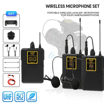 Profesionálne UHF Bezdrôtová Lavalier Mikrofón s Audio Monitor Funkcie a Rozhovor Klope Mic na Telefón Fotoaparátu DSLR Webcast
