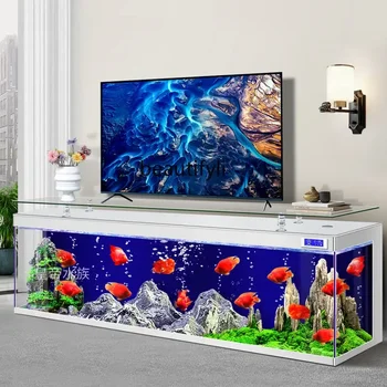 Nové Super Biele Sklo Rozšírené TV Kabinet akvárium Integrovaný Malý Obývacia Izba Ekologické Akvária