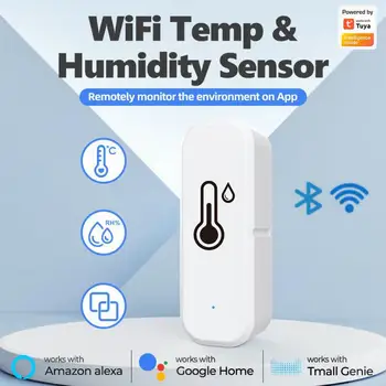 Tuya Wifi/zigbee Smart Teploty Vlhkosti Snímač Vnútorný Vlhkomer Detektor Domáce Inteligentný Život Hlasové upozornenie Na Alexa Google