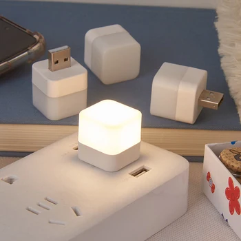 1Pcs USB Konektor Mini Lampa LED Nočné Svetlo Power Bank Plnenie Kniha Svetlá Malé Okrúhle Čítanie Ochrana Očí Lampy Tábor Zariadenia