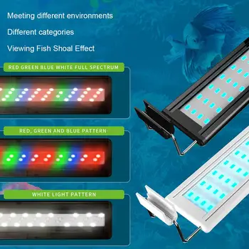 38cm 10W LED Akvárium Svetla Pre Rastliny Nastaviteľné 3 Farby Rozšíriteľný akvárium Svetlo Vhodné Pre 40-50 cm Nádrže na Ryby,