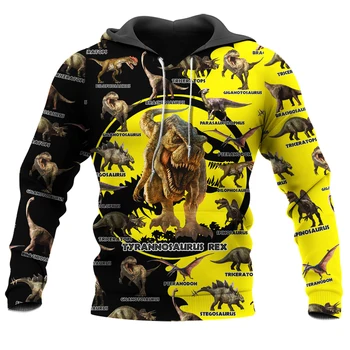 Žltá Dinosaura Zbierku Mens 3D Tlač Hoodies Harajuku Pulóver Unisex Mikina Hood Bunda Hip-Hop Ženy Jeseň Streetwear